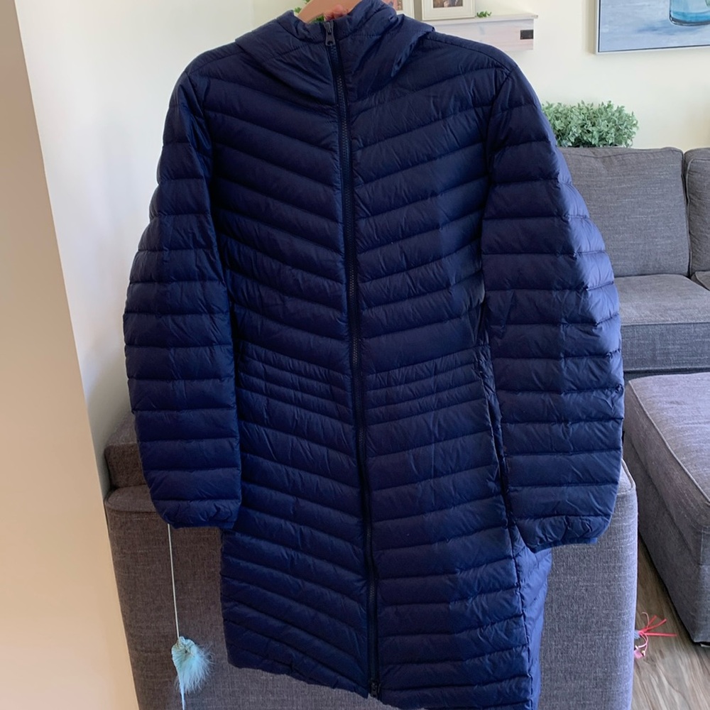 Lands End Down Puffer Long Winter Jacket with Hood